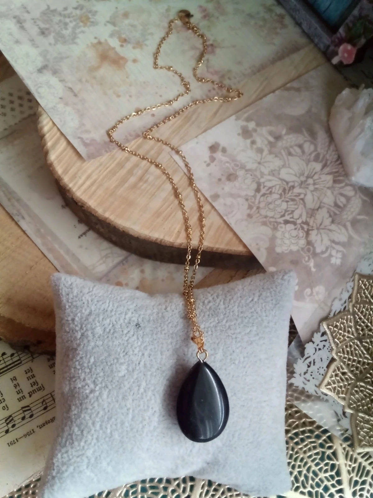 Collier obsidienne naturelle serpent – photo 3
